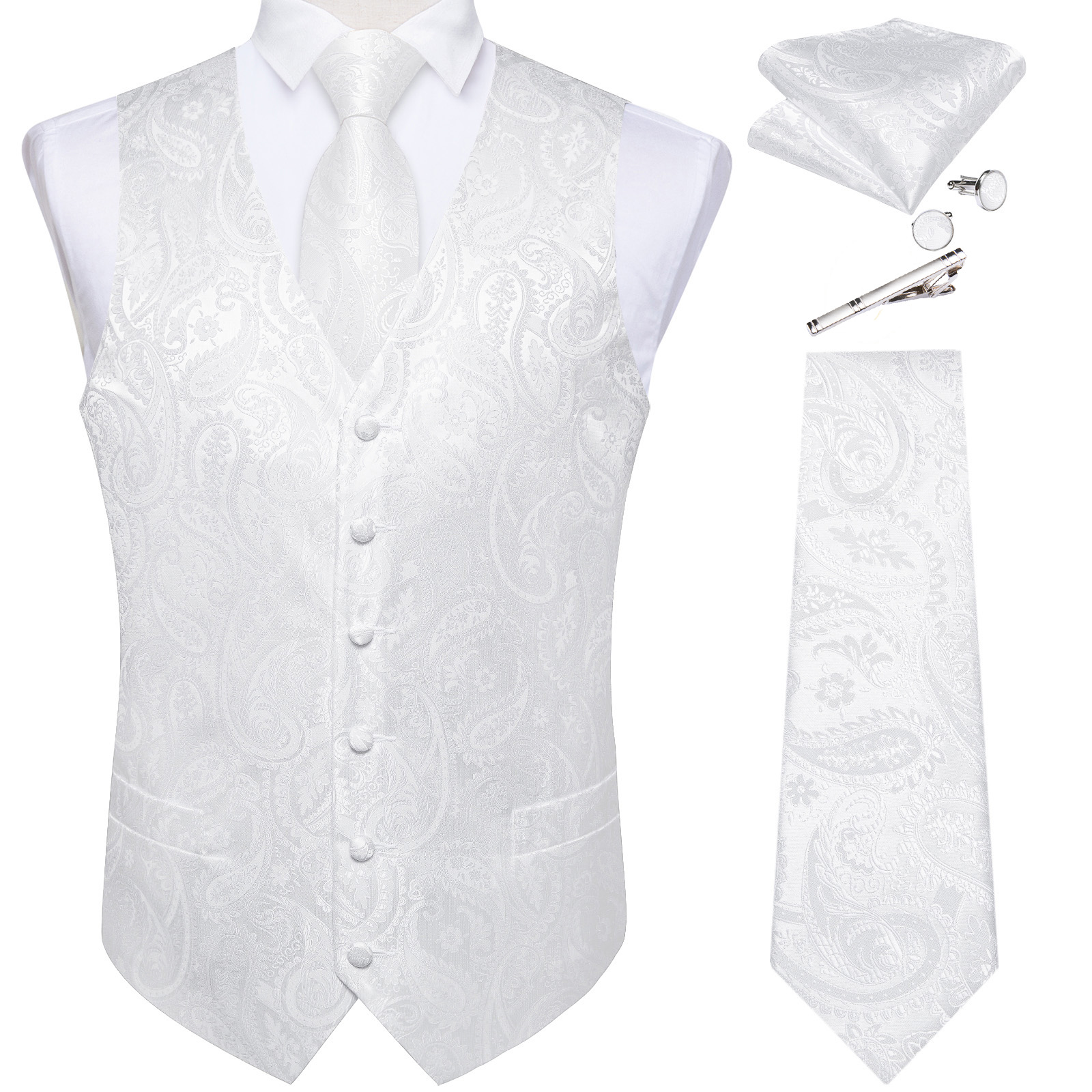 Formal Vest Waistcoat - Pure White Wedding Vest for Man