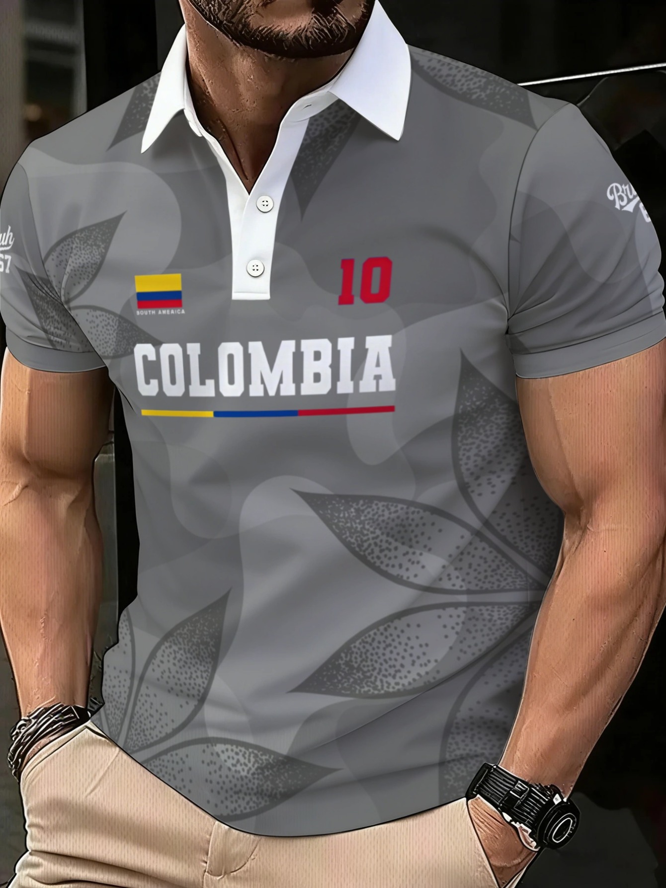 Men Formal Wear Shirts - Men's Gray Polyester Shirt,Adorned with The