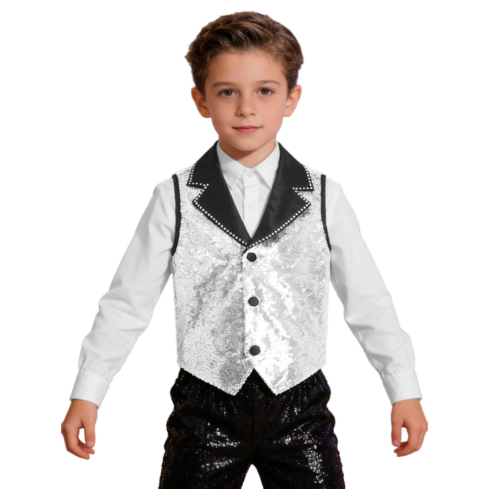 Boys Girls Vest Shiny Sequin S - مراجعة Formal Vest Waistcoat وسعره