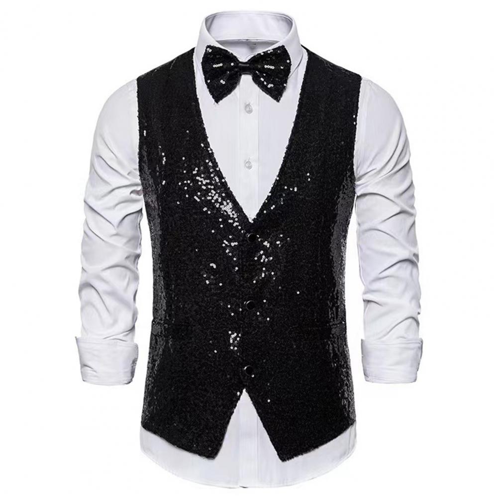 Men Sequin Waistcoat Sleeveles - مراجعة Formal Vest Waistcoat وسعره
