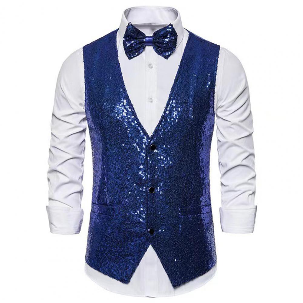 Men Sequin Waistcoat Sleeveles - مراجعة Formal Vest Waistcoat وسعره