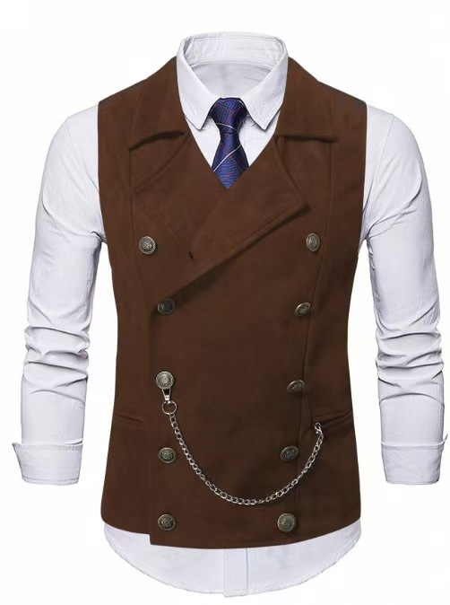 Men's Double Breasted Vest wit - مراجعة Formal Vest Waistcoat وسعره