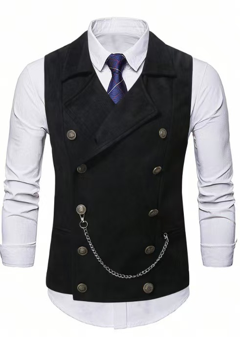 Men's Double Breasted Vest wit - مراجعة Formal Vest Waistcoat وسعره