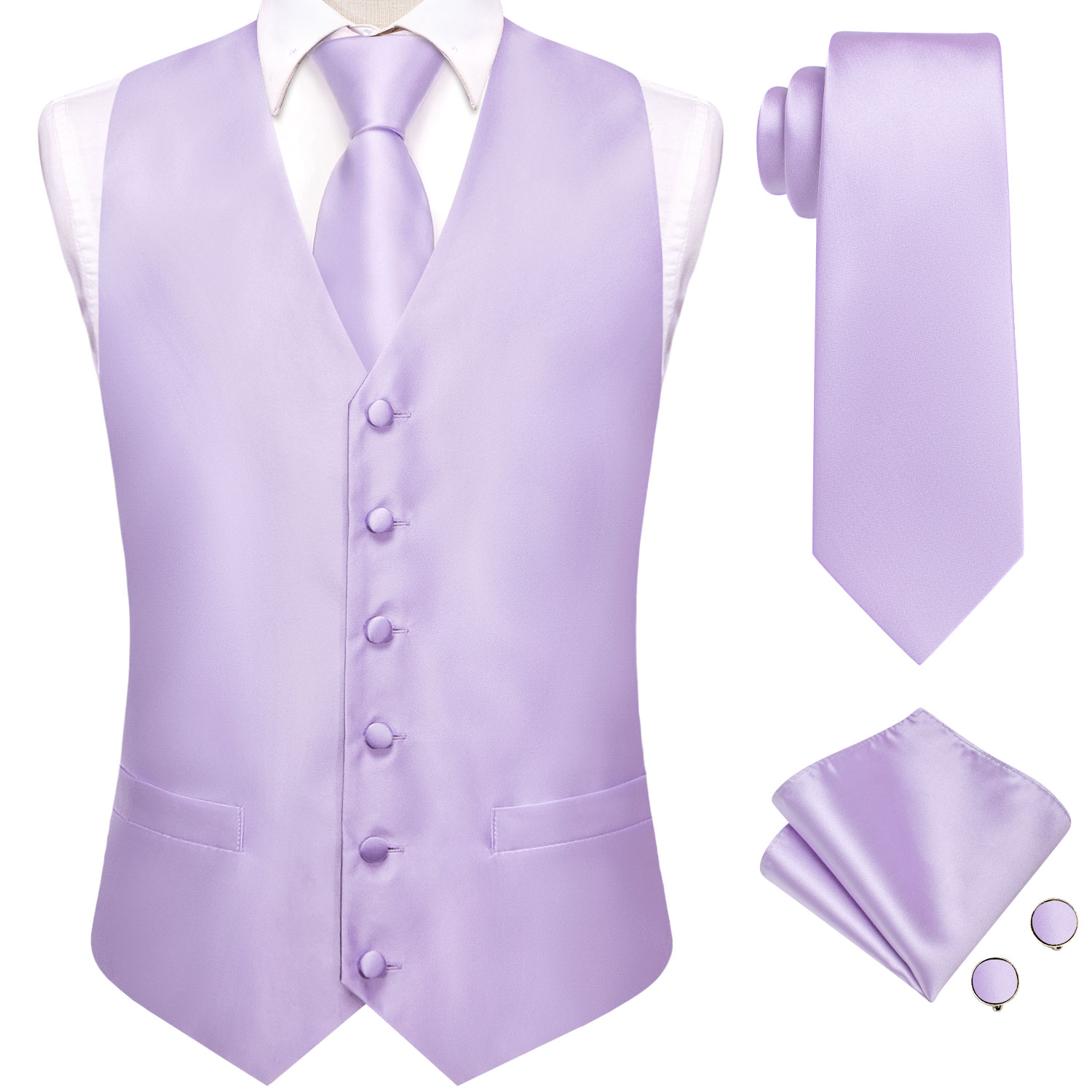 Hi-Tie Solid Voilet Lilac Mens - مراجعة Formal Vest Waistcoat وسعره