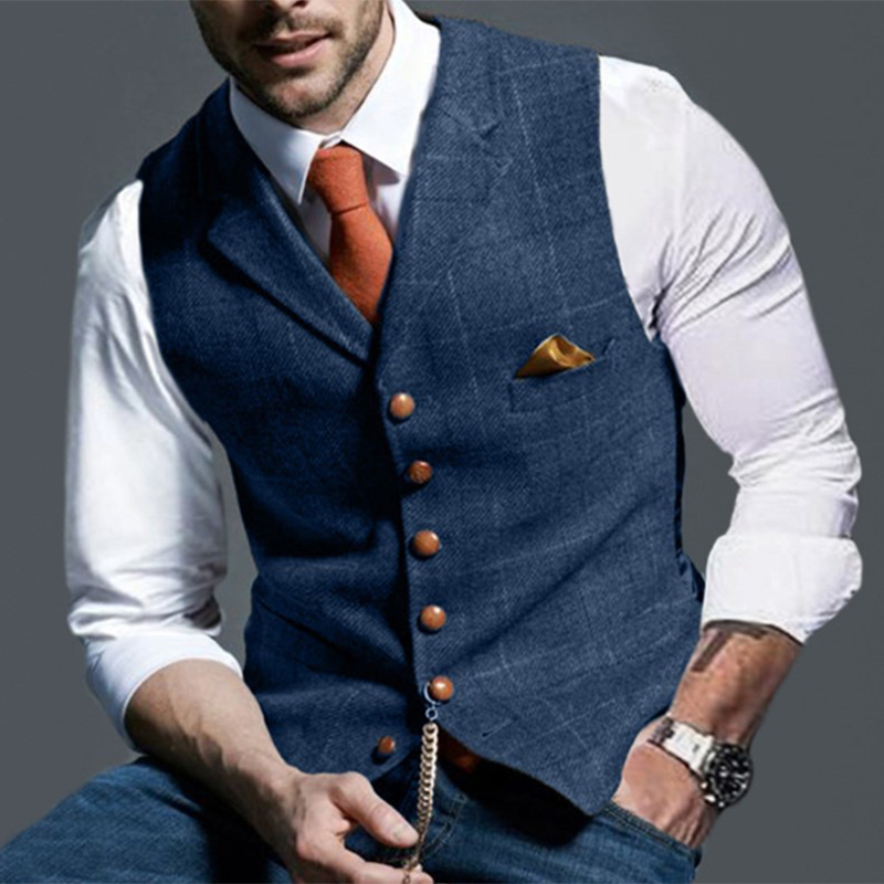 Fashion Men's Vests Lapel Twee - مراجعة Formal Vest Waistcoat وسعره