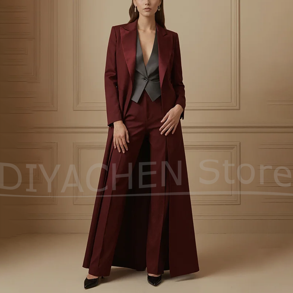 Women's Suit Set Burgundy Long - مراجعة Formal Vest Waistcoat وسعره